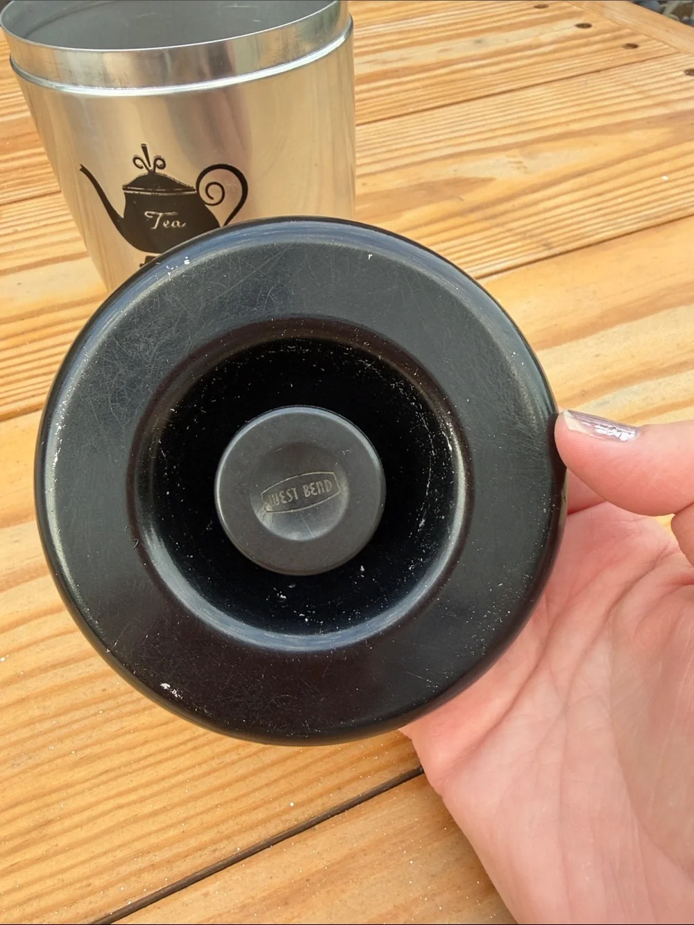 West Bend (Black & Silver) Stainless Steel Tea Canister